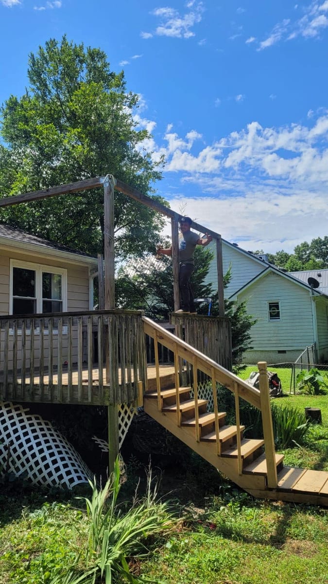 Original deck and stairs before replacement, Adairsville, Georgia