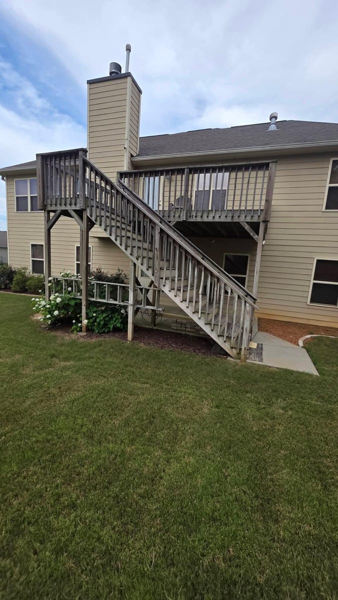 Original weathered deck and stairs before replacement, Adairsville, Georgia