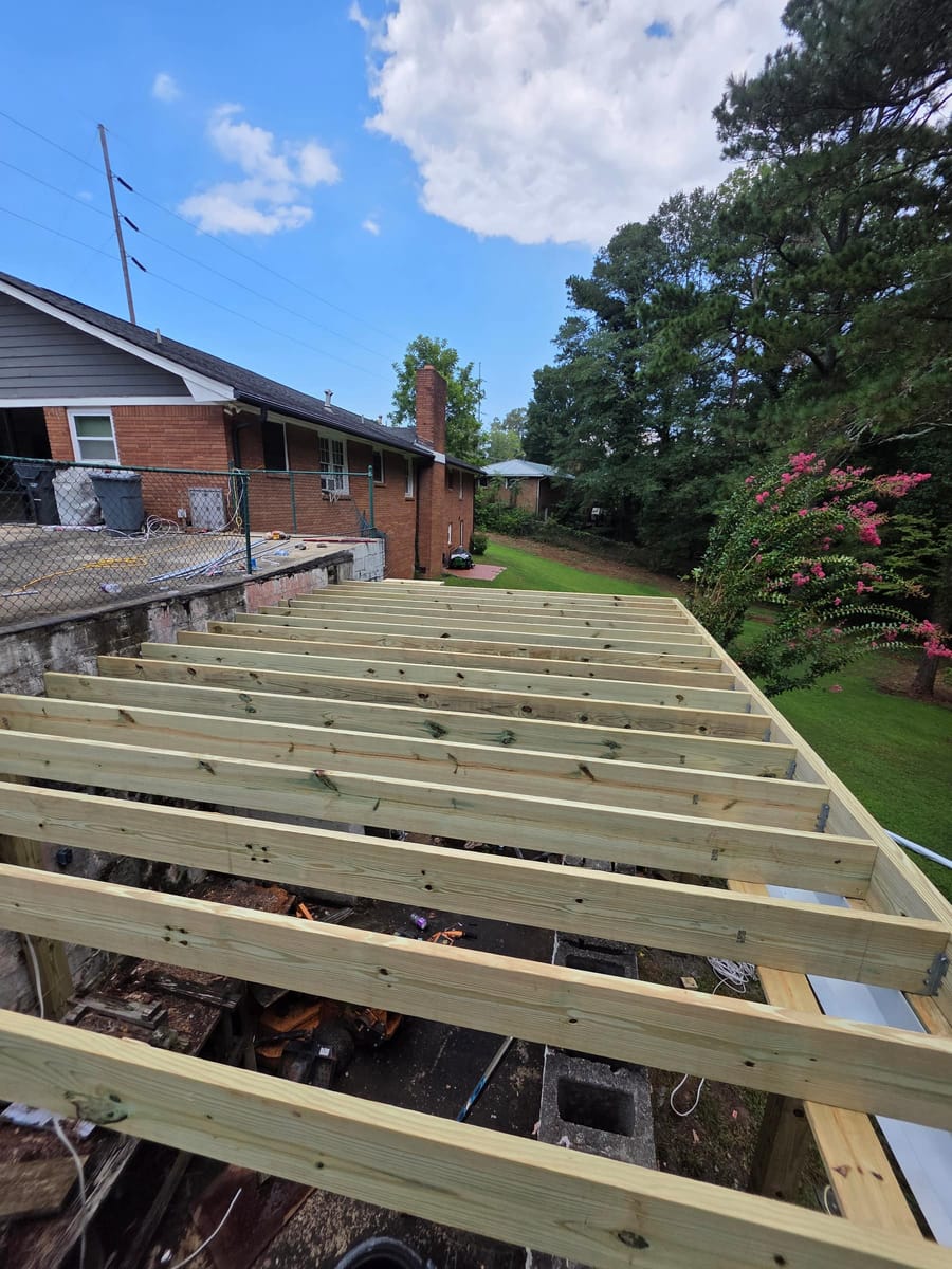 New joists spanning the existing block structure, Austell, Georgia