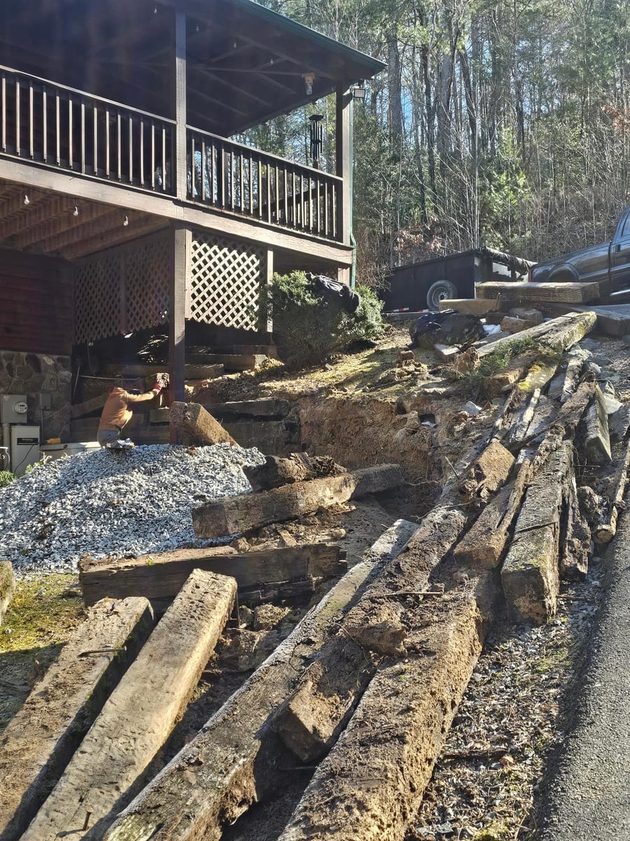 Rotted timber wall members removed, Blue Ridge, Georgia
