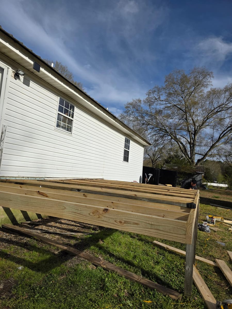 Large low deck stripped to the frame and re-boarded with new railings, Chatsworth, Georgia