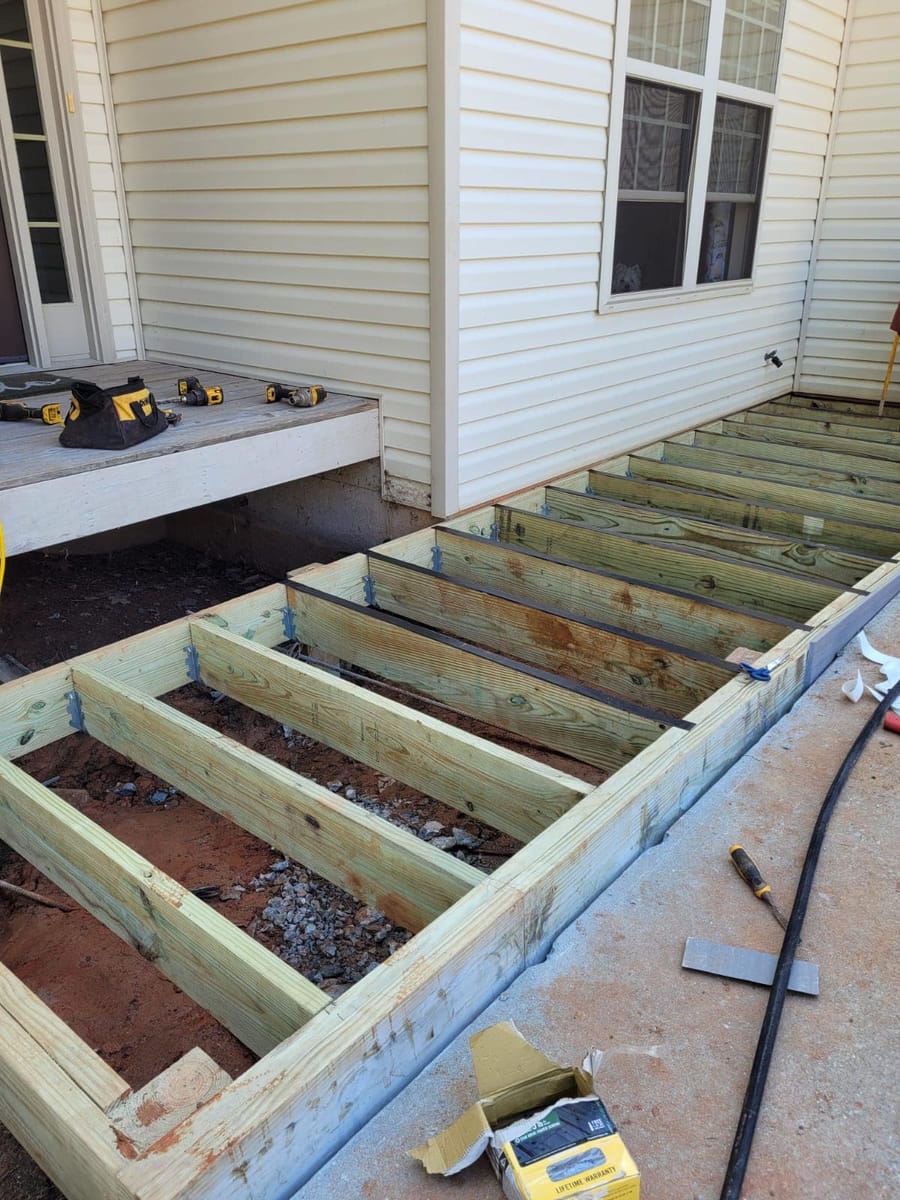 Old surface removed, new joist frame set on gravel, Cumming, Georgia