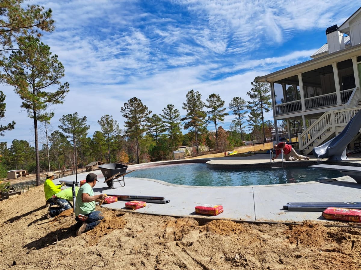 Pool and concrete deck before the enclosure went in, Dallas, Georgia