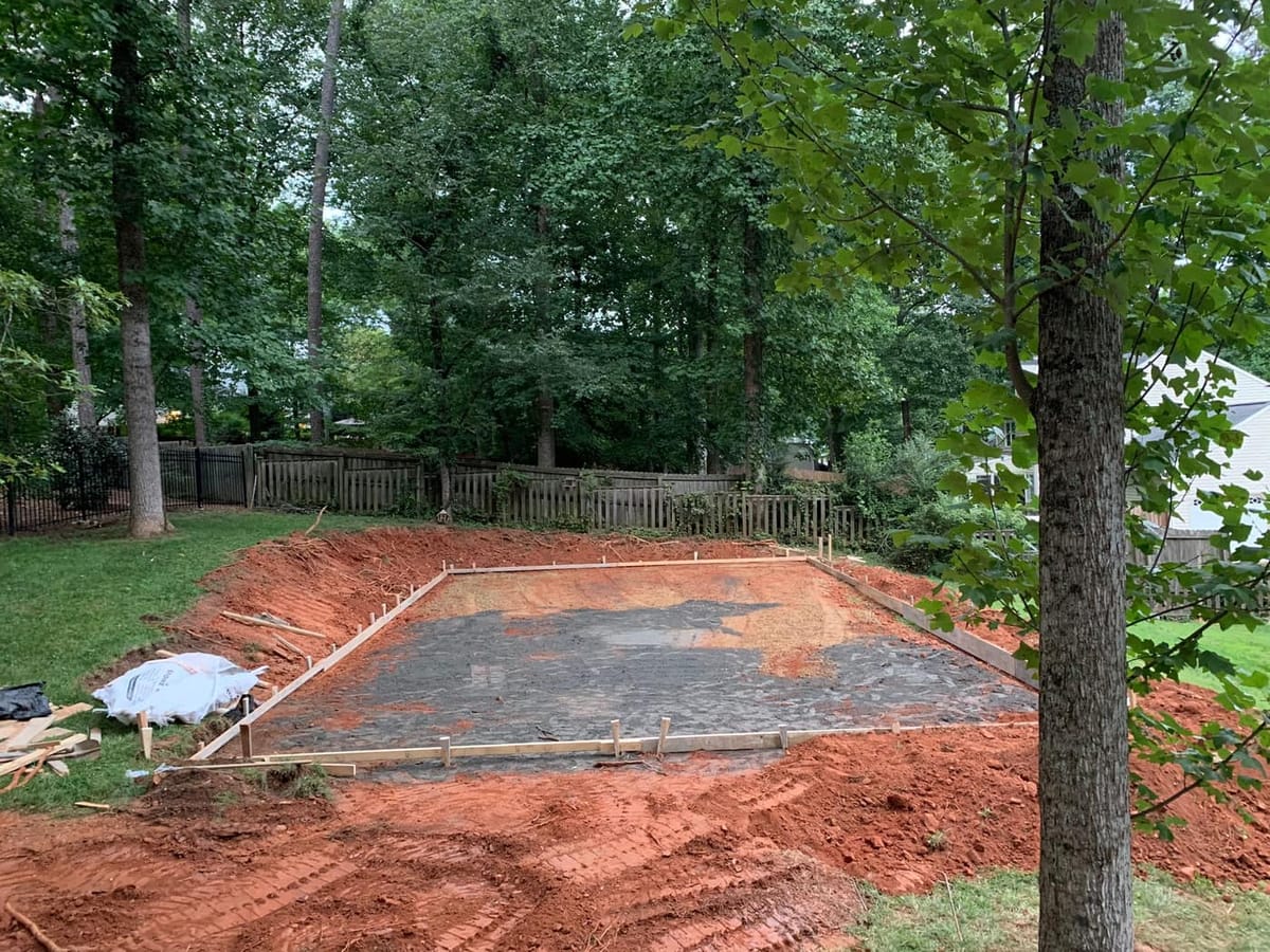 Subgrade cut and formed on red clay, Marietta, Georgia