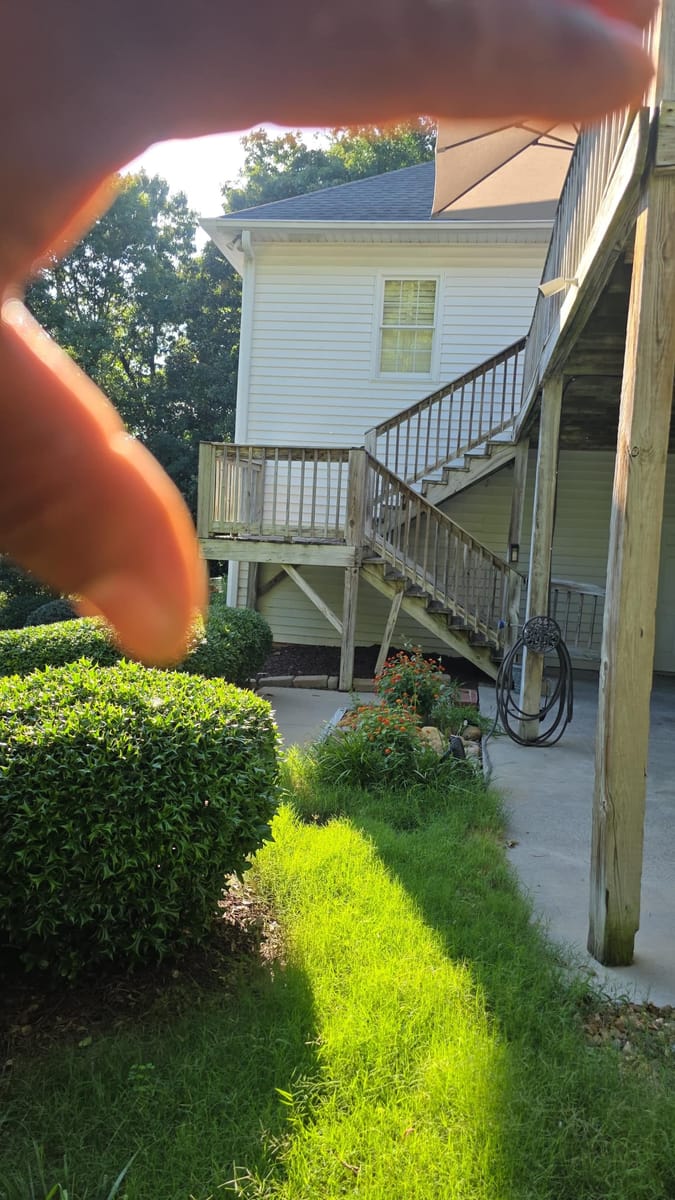 Original deck with vertical balusters before replacement, Ringgold, Georgia