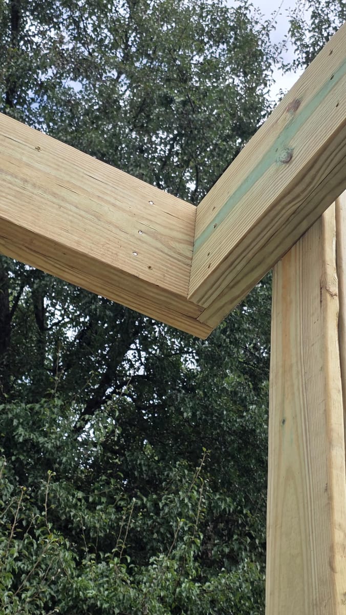 Deck replaced with horizontal metal railings on a hillside home, Ringgold, Georgia