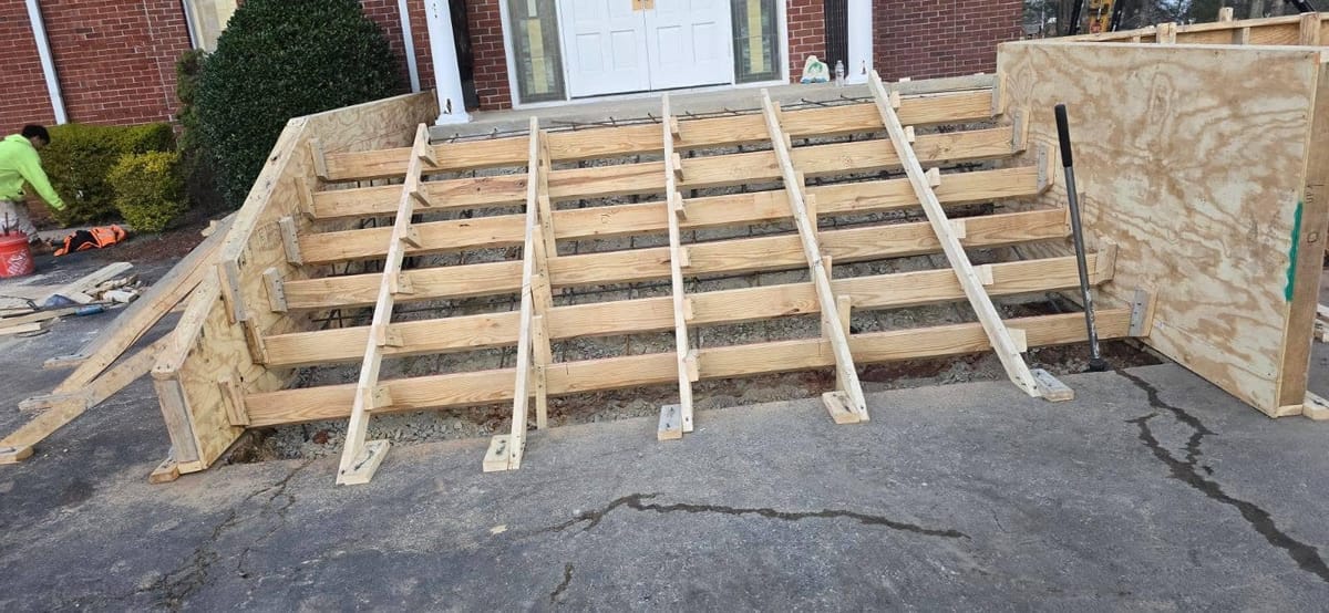 Timber formwork built over the original steps, Smyrna, Georgia
