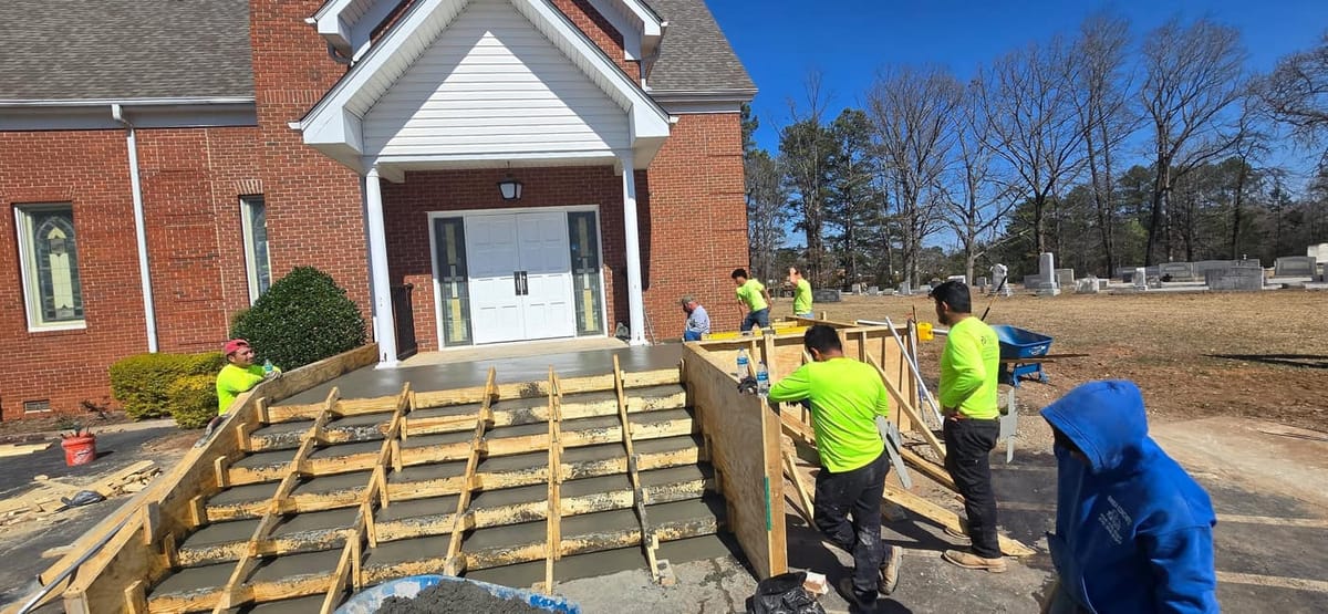 Crew setting the step forms, Smyrna, Georgia