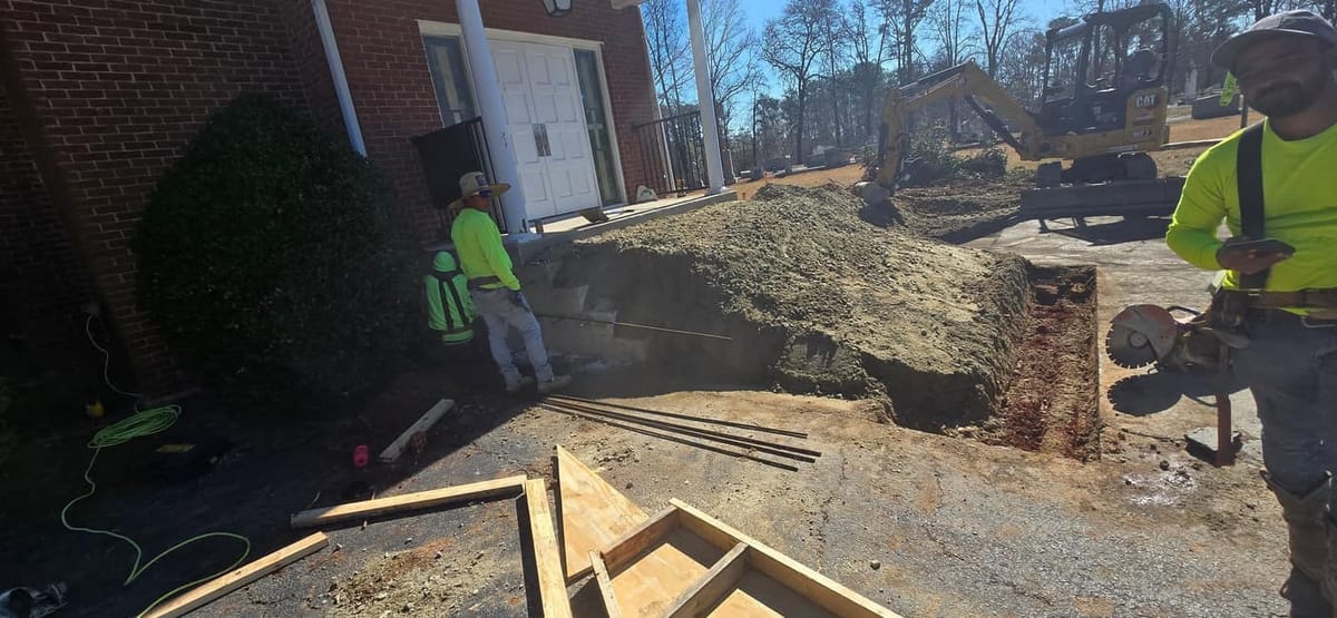 Base prepared and formed alongside the entry, Smyrna, Georgia